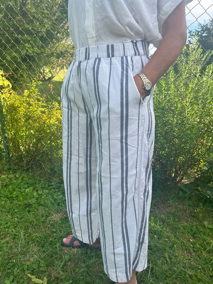 Pantalon large rayé blanc & noir – Marque H&M - photo numéro 2