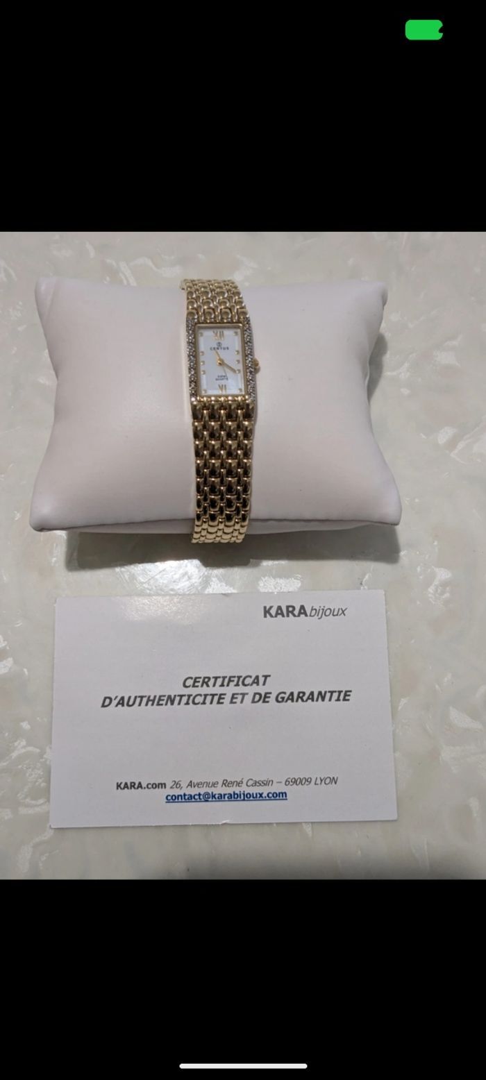 Magnifique montre classique vintage Certus en plaqué or, boîtier serti de 0, 20 carats de diamants et cadran en nacre véritable. - photo numéro 8