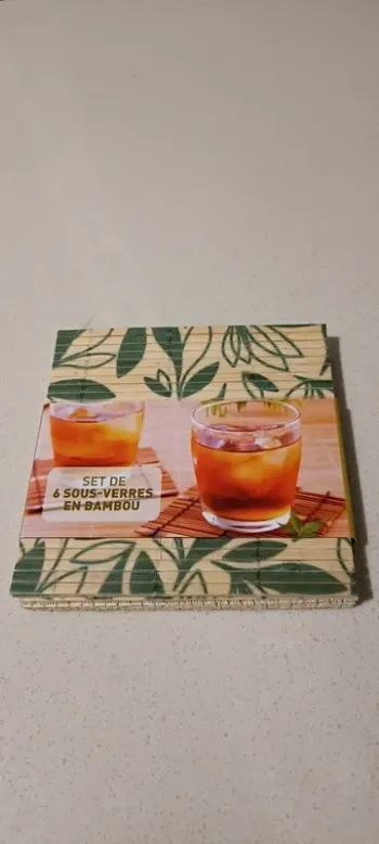 Lot de 6 dessous de verres neufs en bambou