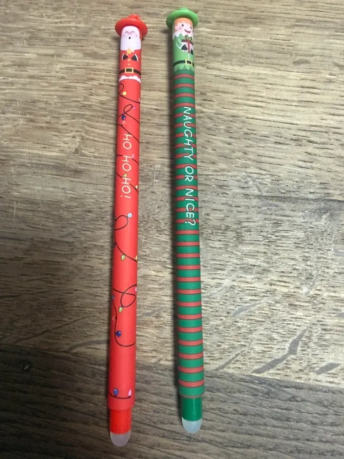 Lot de 2 stylos effaçables – Noël Père Noël & lutin