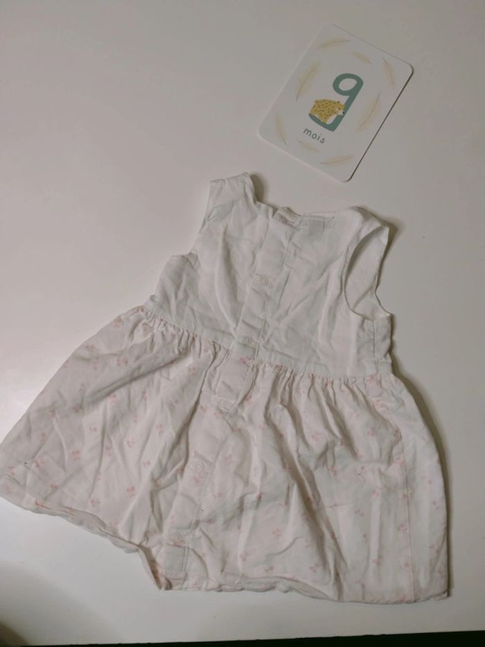 Robe bébé 9 mois blanche et rose motif cerise - photo numéro 3