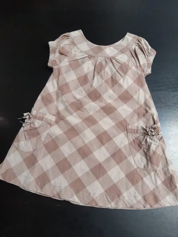 Robe vintage carreau taupe beige 2 ans