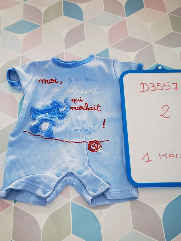 D3557 - combishort garçon 1 mois - photo numéro 3