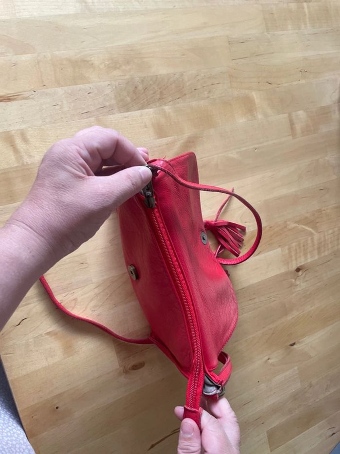 Sac à main en cuir rouge made in italy - photo numéro 6