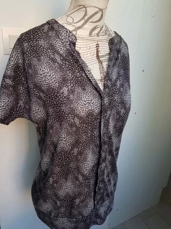 Blouse manches courtes motif léopard camaïeu taille38