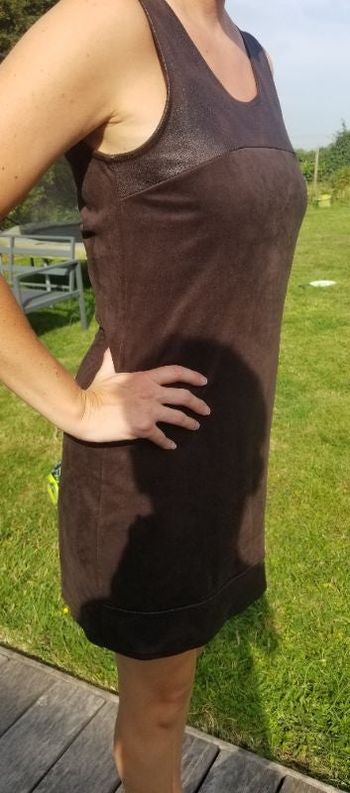 Robe bi-matière marron