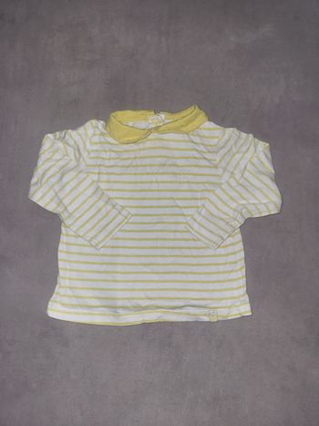 T shirt manches longues rayé à col 