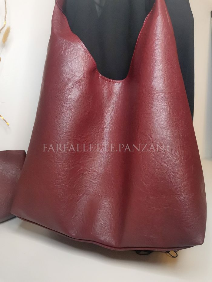 Sac fourre tout cuir écologique bordeaux femme - photo numéro 4