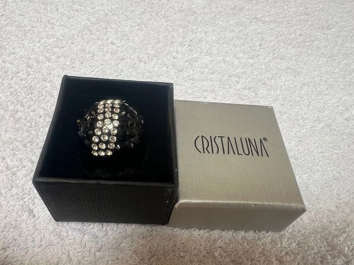 bague cristaluna esse cristal acrylique noir swarovski neuf 101 502 n1