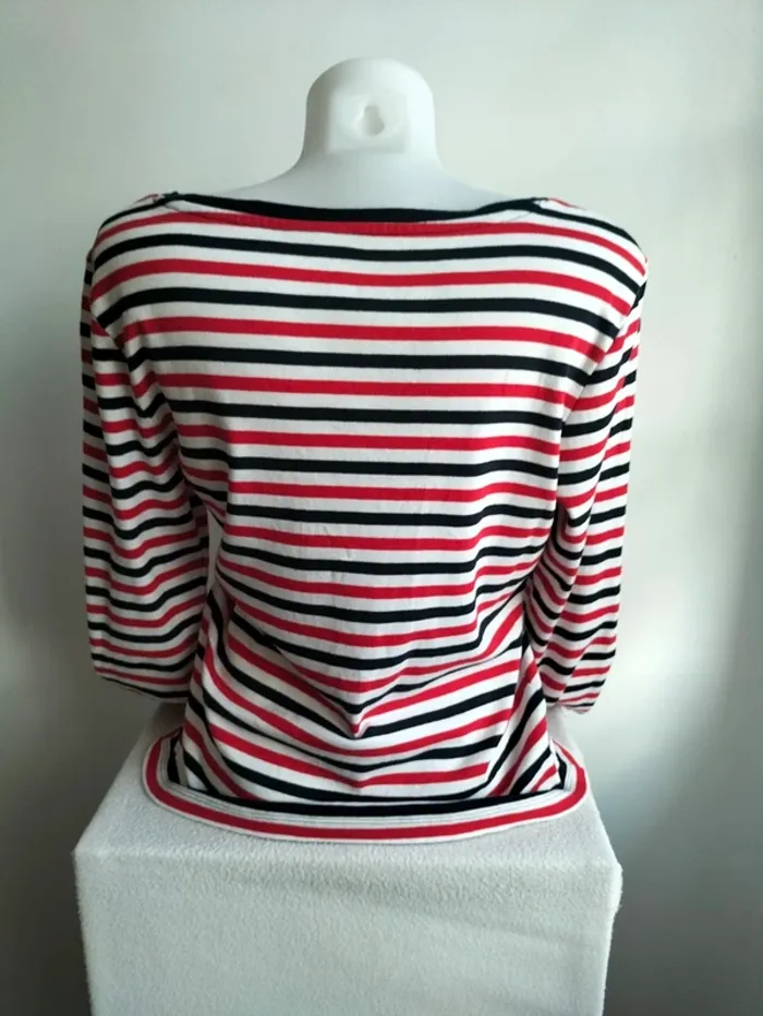 Pull Femmes Fin et Léger 100% Coton style Marinière - Tommy Hilfiger - Taille L - photo numéro 5