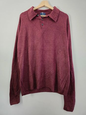 Pull Dockers bordeaux col polo homme taille XL confortable et élégant