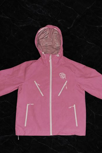 Veste coupe-vent MERTRA rose zips blancs – Streetwear / Techwear – Très bon état