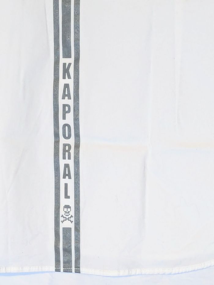 Chemise Kaporal Blanche Lignes Grises Manches Triple Lignes Arrière Vêtement Tendance Mode Hommes - photo numéro 5