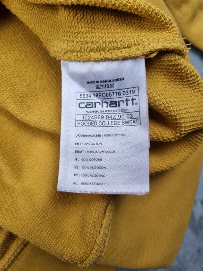 Pull capuche Carhartt jaune moutarde Taille M - photo numéro 6