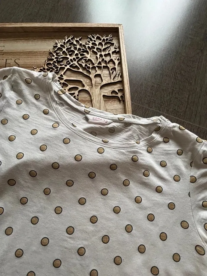 T-shirt petits pois dorés Camaieu M - photo numéro 2