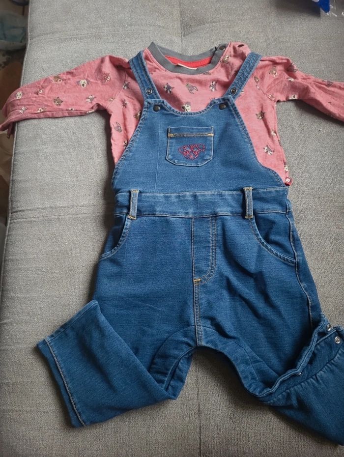 Ensemble salopette + t-shirt manches longues  g