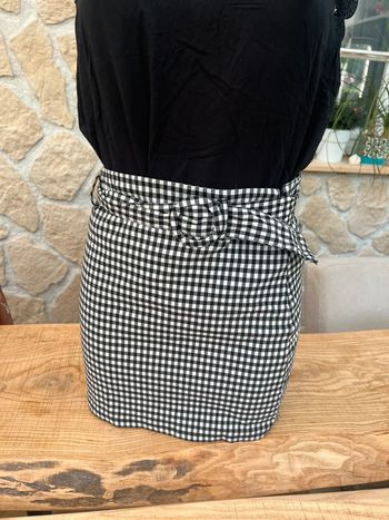Jupe à carreaux vichy noir et blanc taille XS 14 ans kiabi