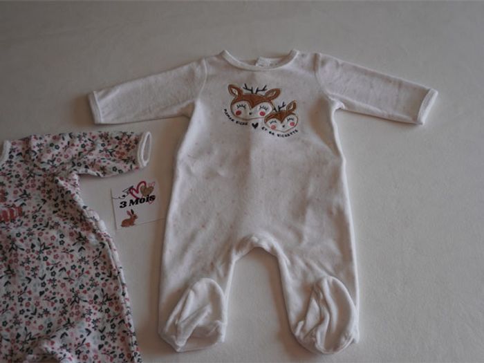 Lot n°2 de 2 Pyjamas velours blancs fantaisies Gémo en 3 mois - photo numéro 4