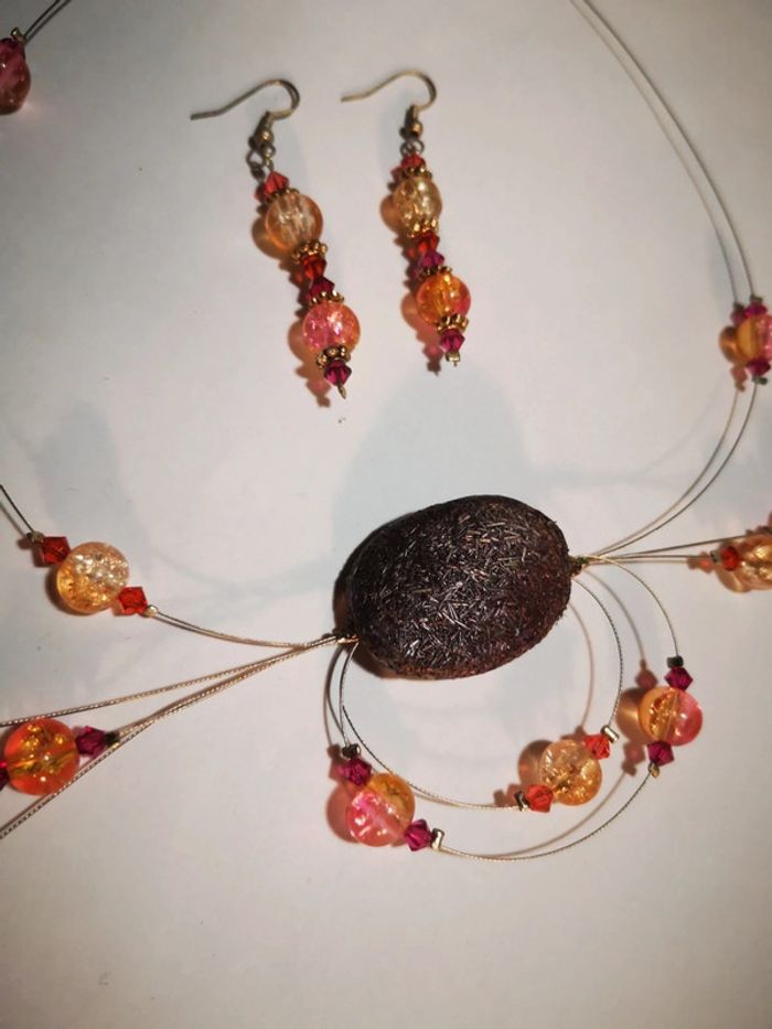 Parure collier + boucles d'oreilles fait main - photo numéro 2