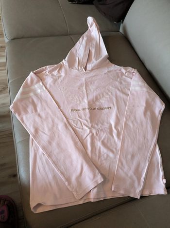 Sweat coton rose avec capuche 10 ans