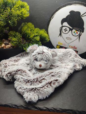 Doudou Ours Gris Chiné BN051 Flocon Baby Nat' mouchoir Beige Blanc Carré 3785