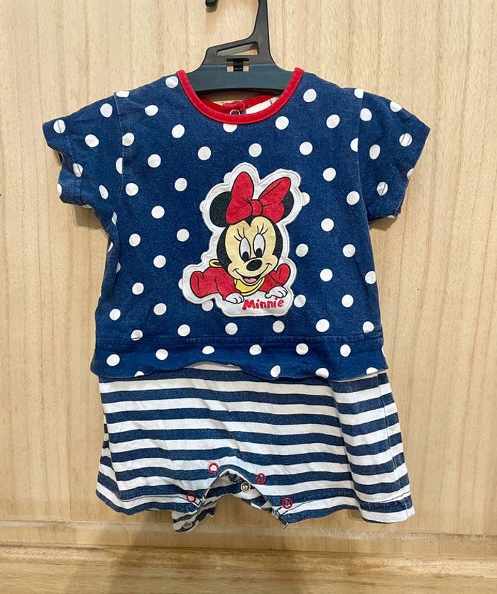 Barboteuse, combi-short Minnie 6/9 mois