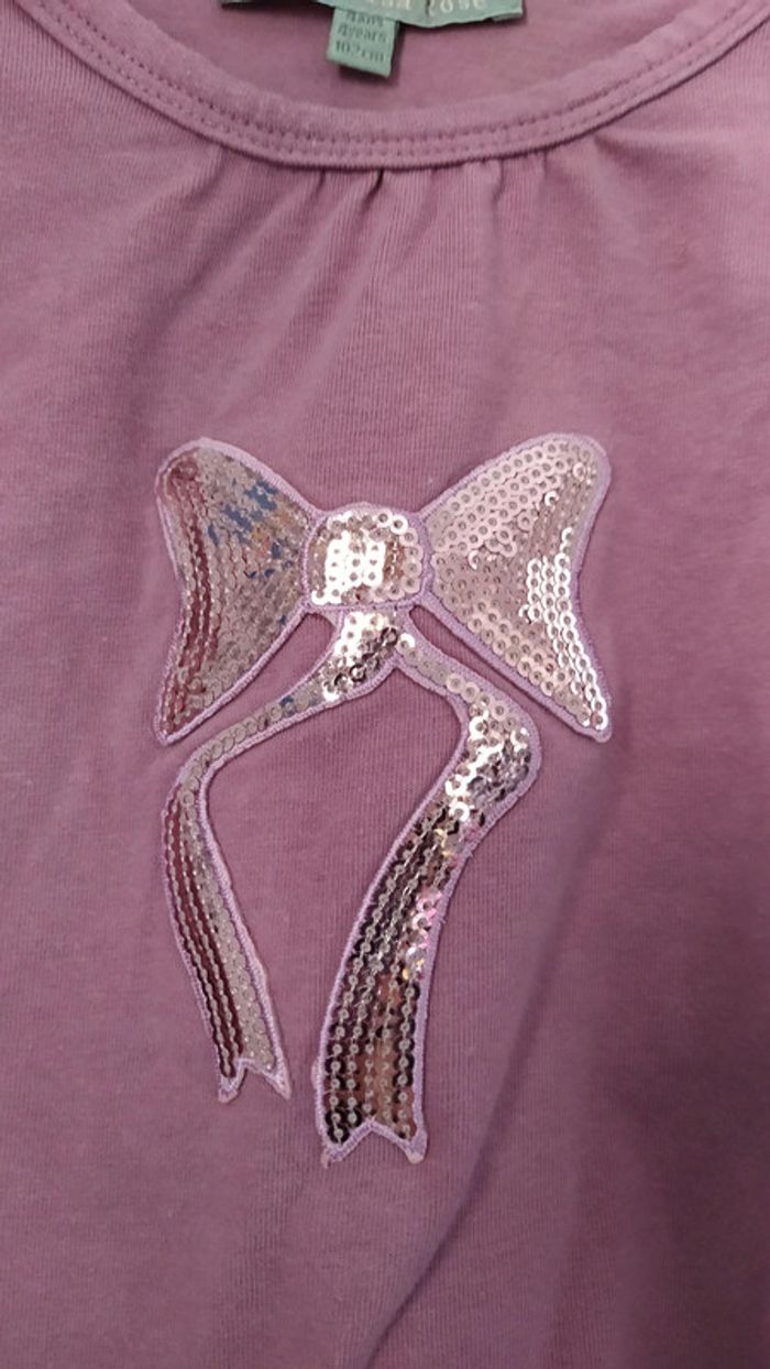 Haut Lisa Rose motif noeud strass 4 ans - photo numéro 2