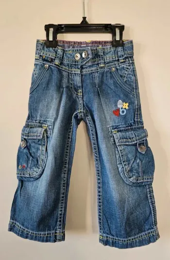 💙 Jean bébé fille Sergent Major 24 mois 86 cm denim cargo poches broderies 💙