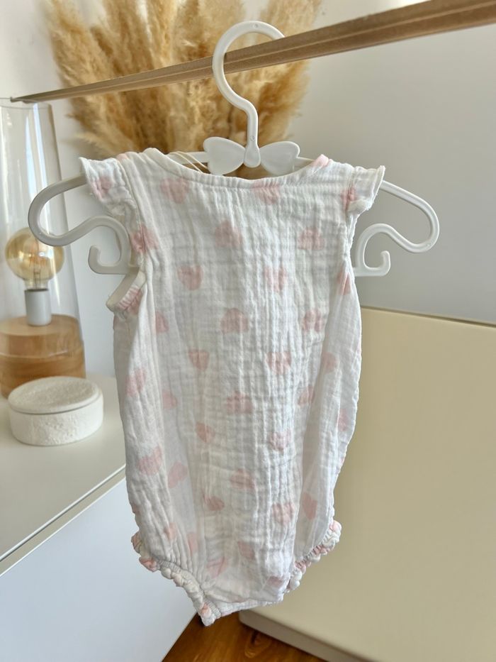 Barboteuse coton cœurs roses pastel 3mois/60cm - photo numéro 3