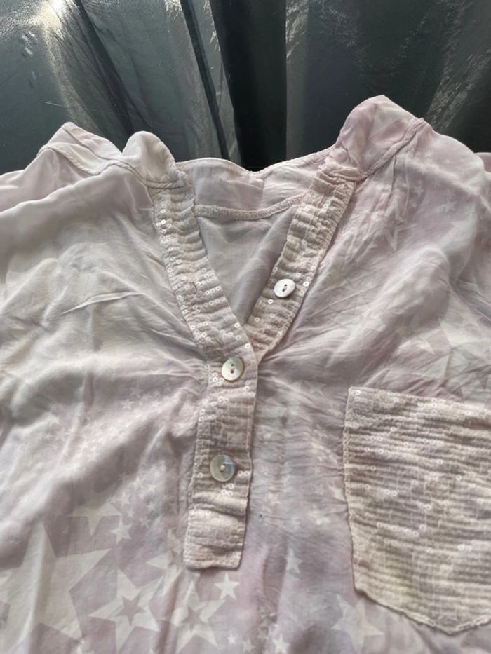 Chemise, rose, étoile, taille 38 - photo numéro 6