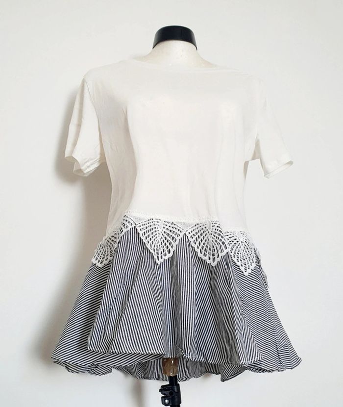 T-shirt Peplum blanc et crochet M