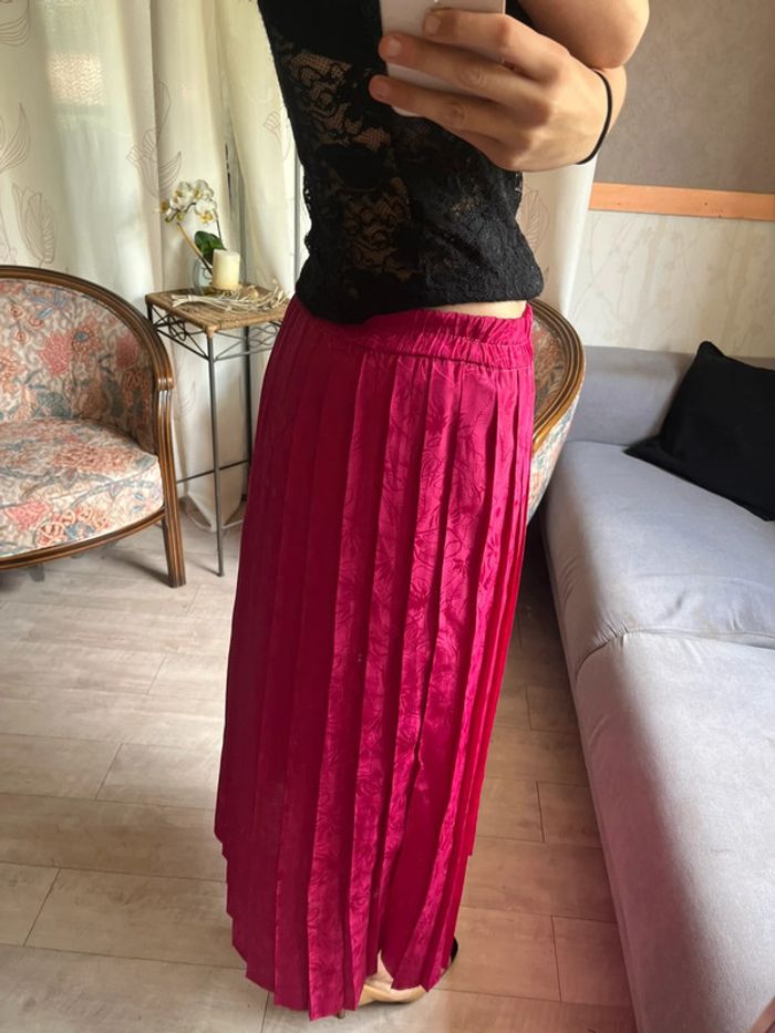 Jupe longue maxi skirt rose année 70 vintage - photo numéro 3