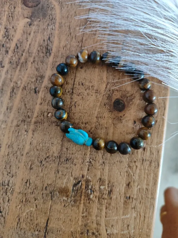 Bracelet œil de tigre et tortue neuf - photo numéro 3