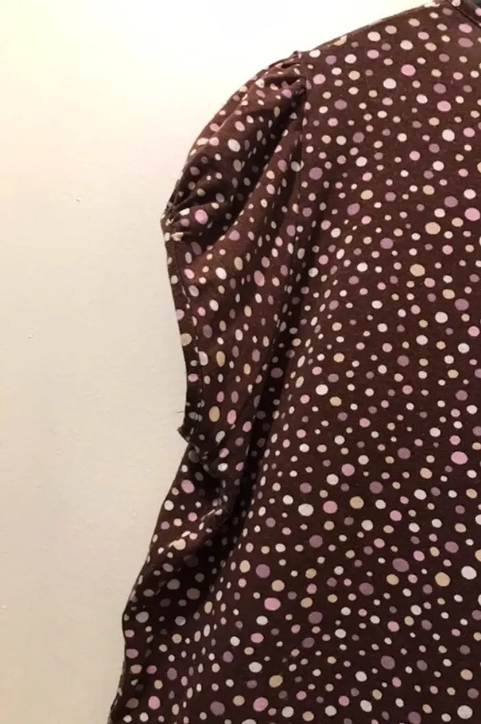 Haut femme été kiabi woman col v  manches courtes marrons multicolore taille 44 - photo numéro 4