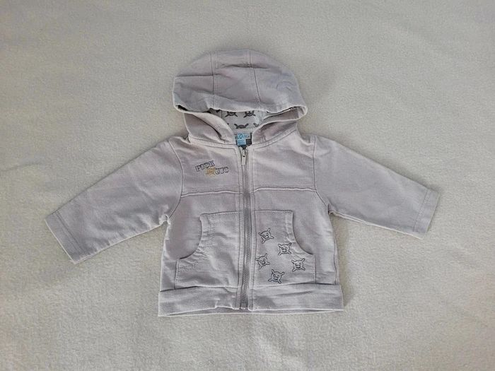 gilet à capuche zippé pick ouic 12 mois - photo numéro 2