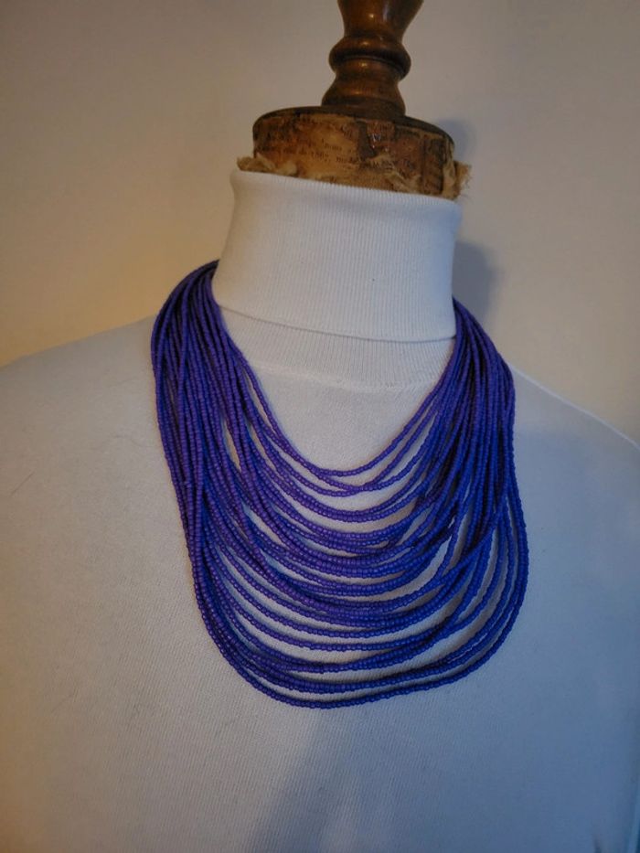 Collier multirangs vintage violet - photo numéro 5