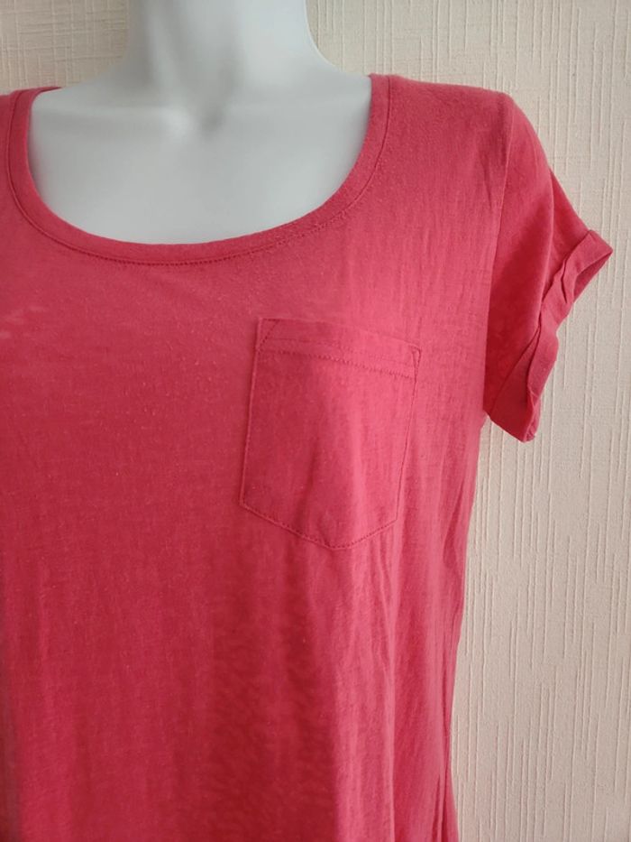 Tee-shirt rose manches courtes avec poche poitrine - photo numéro 5