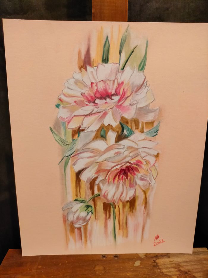 Les pivoines réalisation pastel