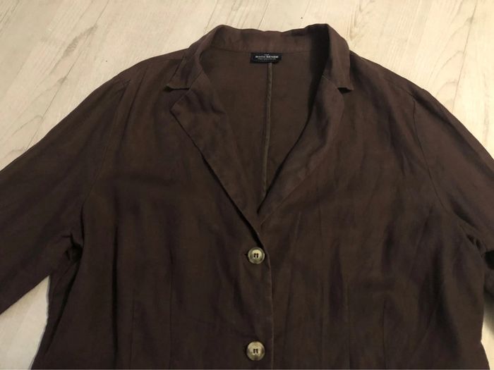 AN18- veste en 100% lin couleur chocolat T 50/52 - photo numéro 5