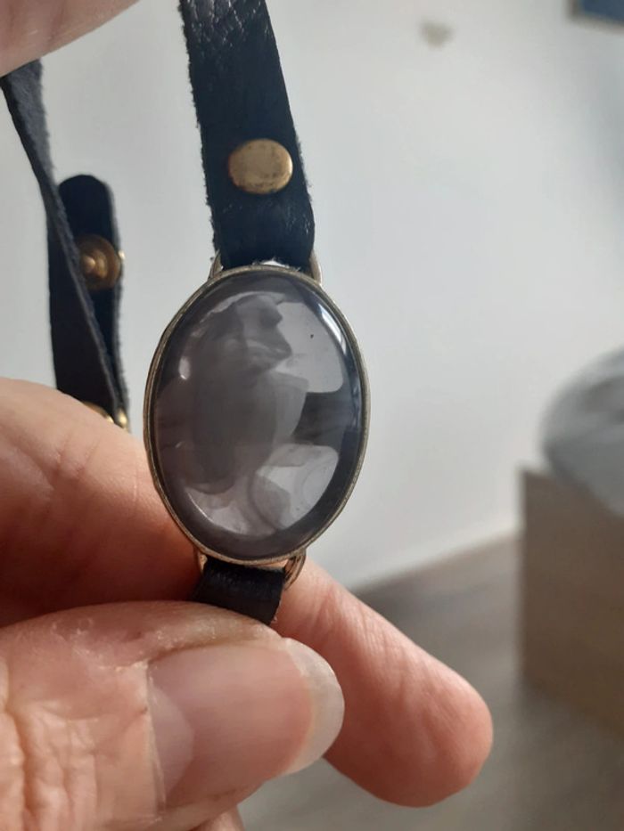 Bracelet cuir souple pierre de lune - photo numéro 3