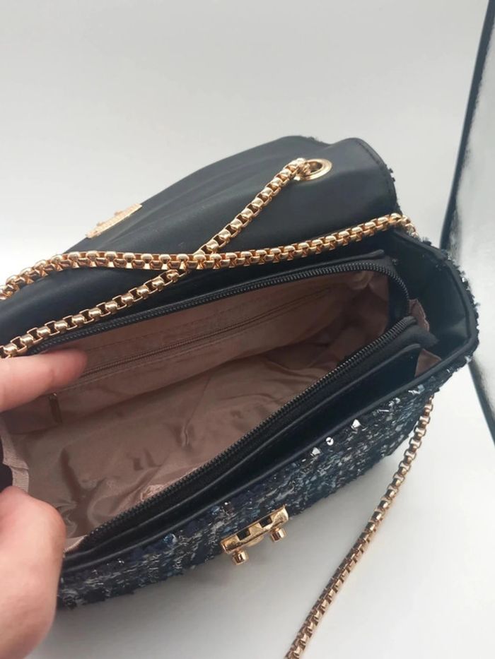 Sac à main en tweed bleu foncé Max & Enjoy - photo numéro 6