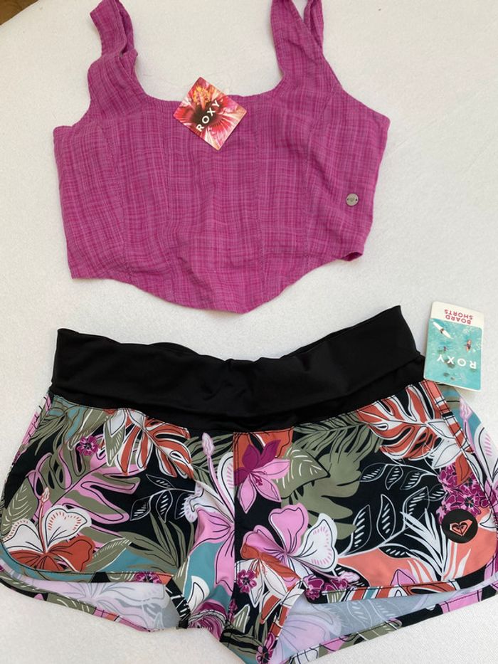 Boardshort noir et fleurs multicolores Roxy S - photo numéro 8