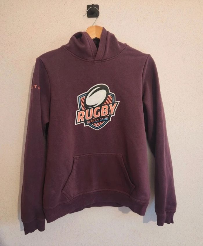 Sweat à capuche Decathlon Rugby – violet prune – Taille S – Très bon état - photo numéro 2