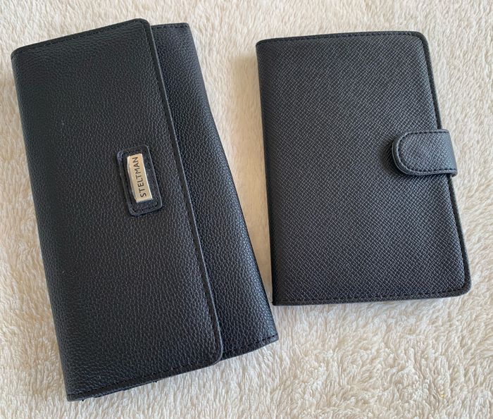 Lot 2 portefeuilles noir simili cuir texturés