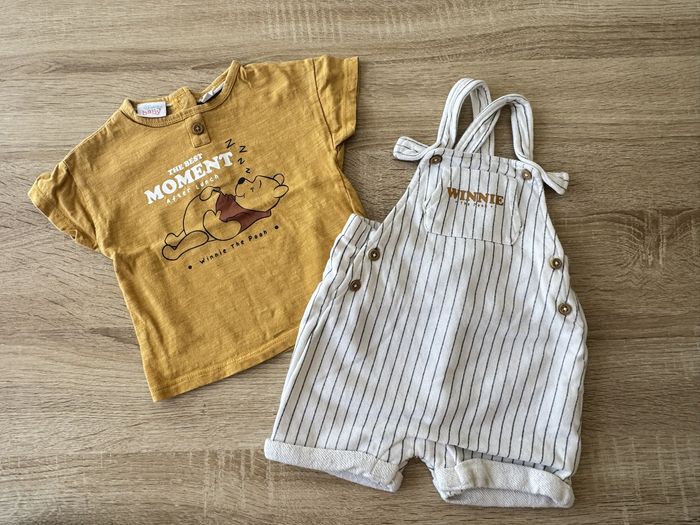 Ensemble salopette short et tshirt blanc moutarde Winnie Disney - photo numéro 2