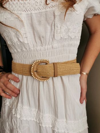 A40 Lot de 2 ceintures paille nature bohème ajustable tendance été