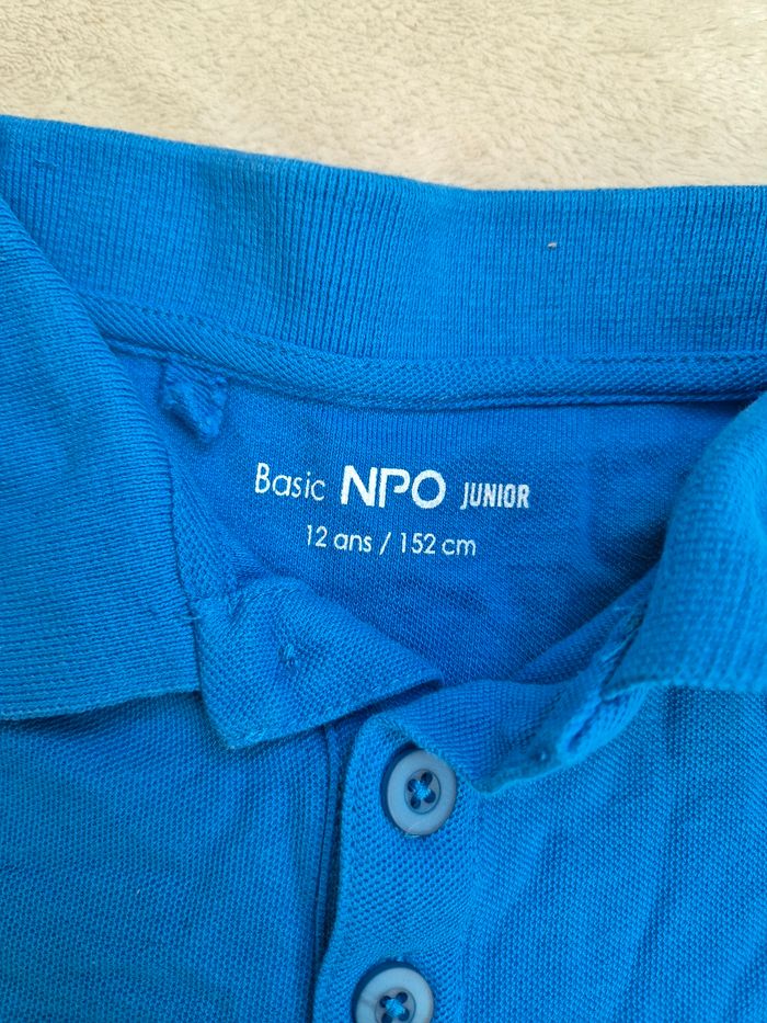T shirt polo bleu garçon 12 ans basic npo junior - photo numéro 2