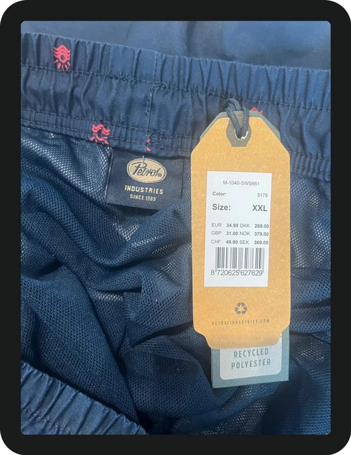 Short de bain bleu marine et rose avec des soleils Petrol Taille XXL - photo numéro 5