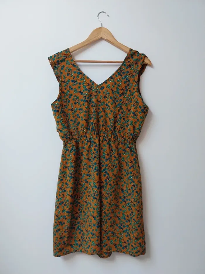 Robe d'été orange à fleurs vertes Cache Cache 42 - photo numéro 2