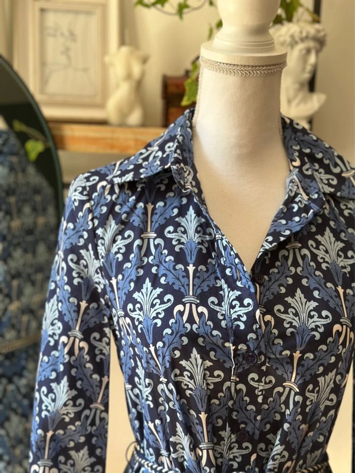 Robe fluide imprimé baroque bleu Zara taille XS Neuf - photo numéro 3
